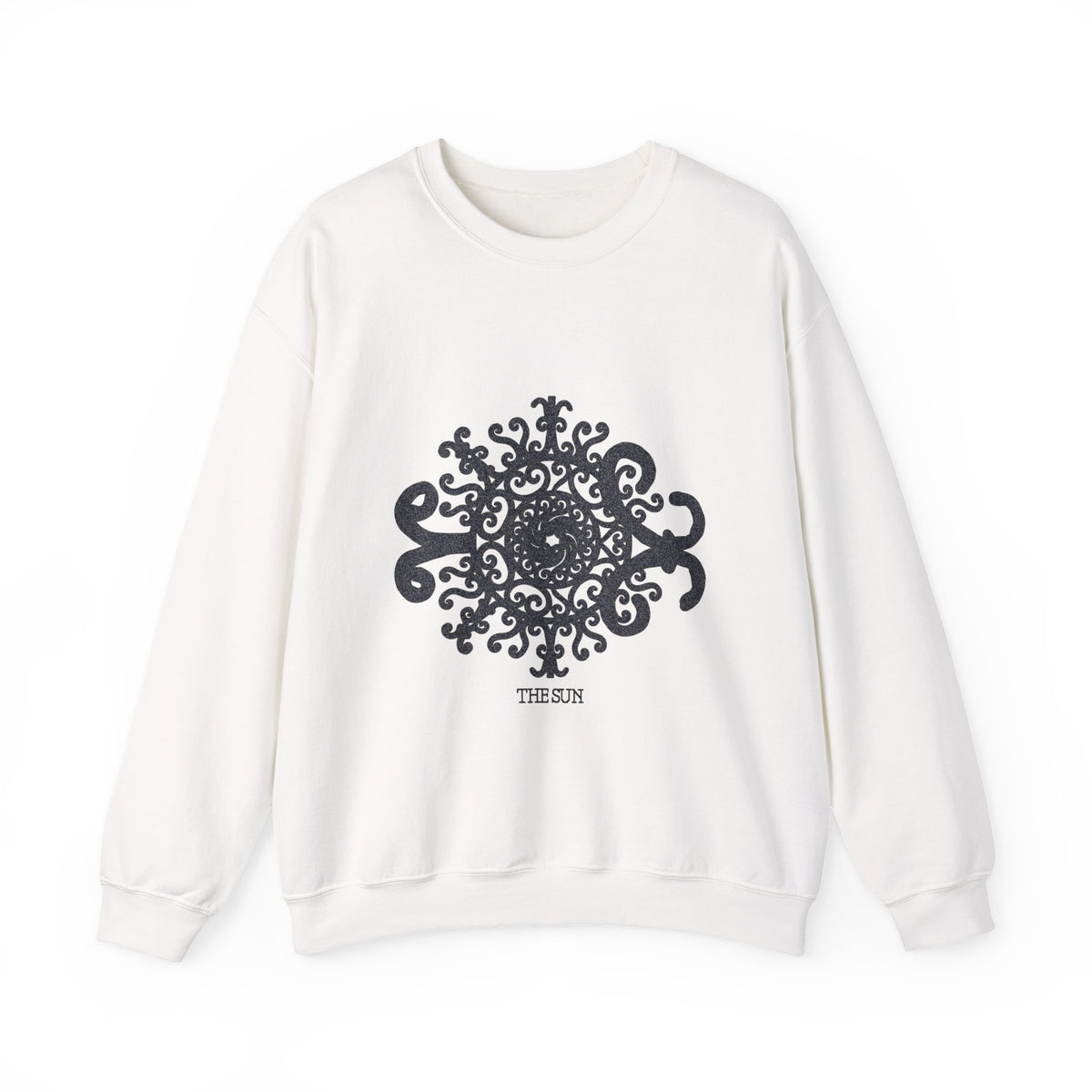 Mandala Crewneck Sweatshirt — Ornate Black Floral Mandala "Therin" Design