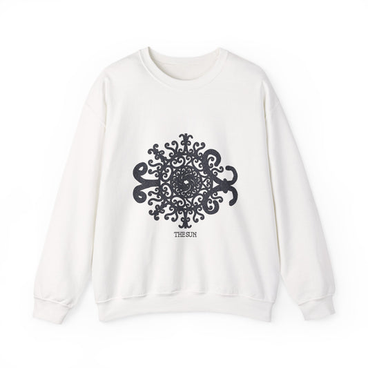 Mandala Crewneck Sweatshirt — Ornate Black Floral Mandala "Therin" Design