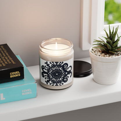Soy Candle — Black Ornamental Mandala Scented 9oz
