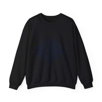Mandala Crewneck Sweatshirt — Ornate Black Floral Mandala "Therin" Design