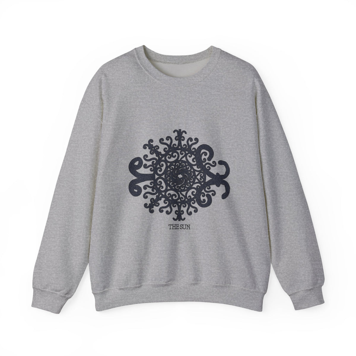 Mandala Crewneck Sweatshirt — Ornate Black Floral Mandala "Therin" Design