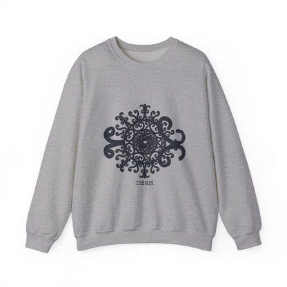 Mandala Crewneck Sweatshirt — Ornate Black Floral Mandala "Therin" Design