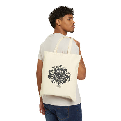 Mandala 'The Birth' Cotton Tote Bag — Boho Floral Canvas Market Tote
