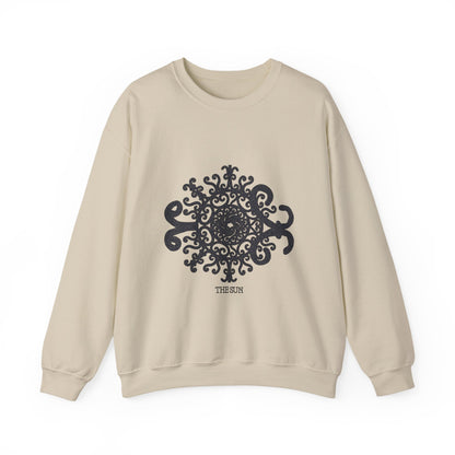 Mandala Crewneck Sweatshirt — Ornate Black Floral Mandala "Therin" Design