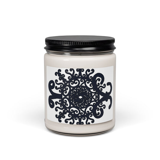 Soy Candle — Black Ornamental Mandala Scented 9oz
