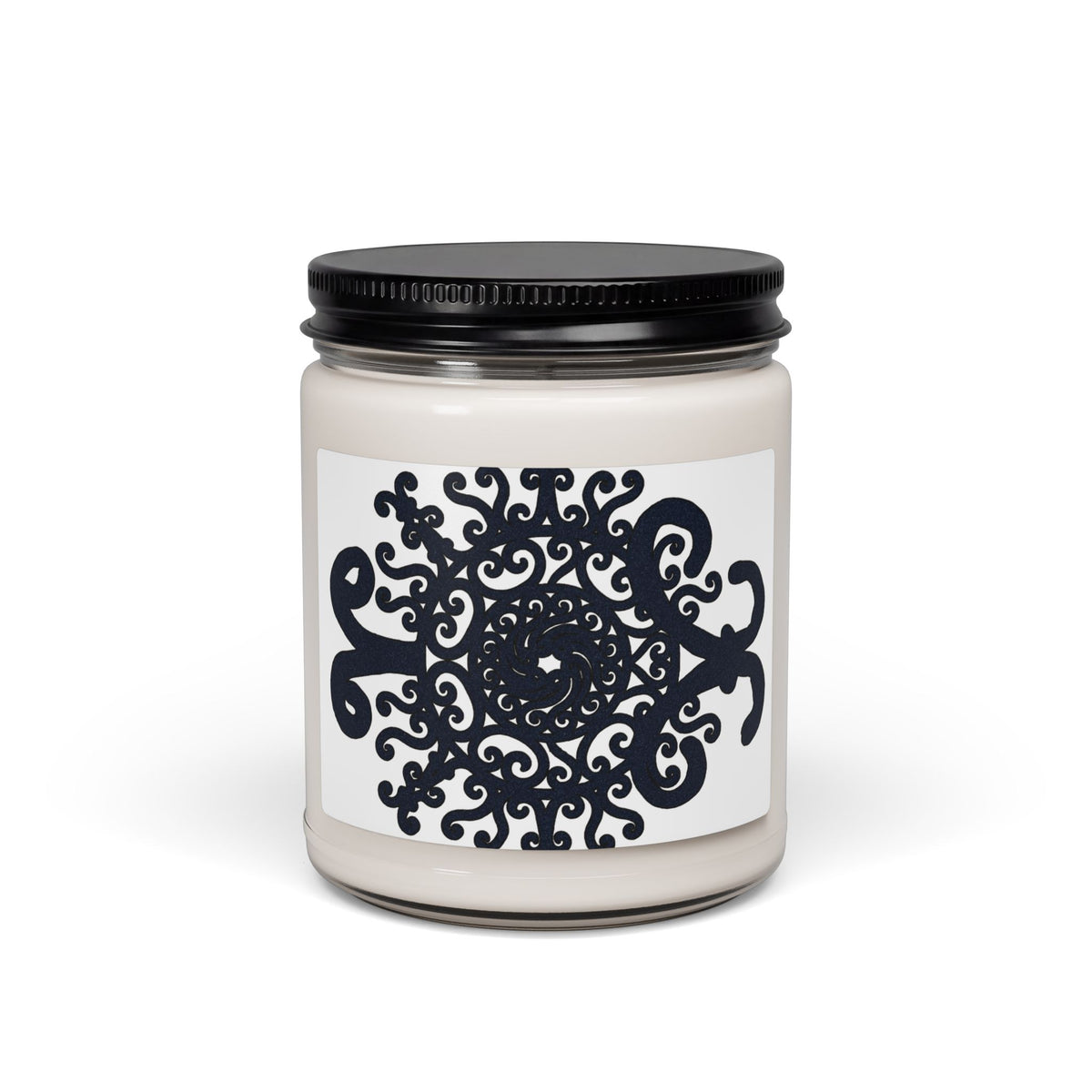 Soy Candle — Black Ornamental Mandala Scented 9oz