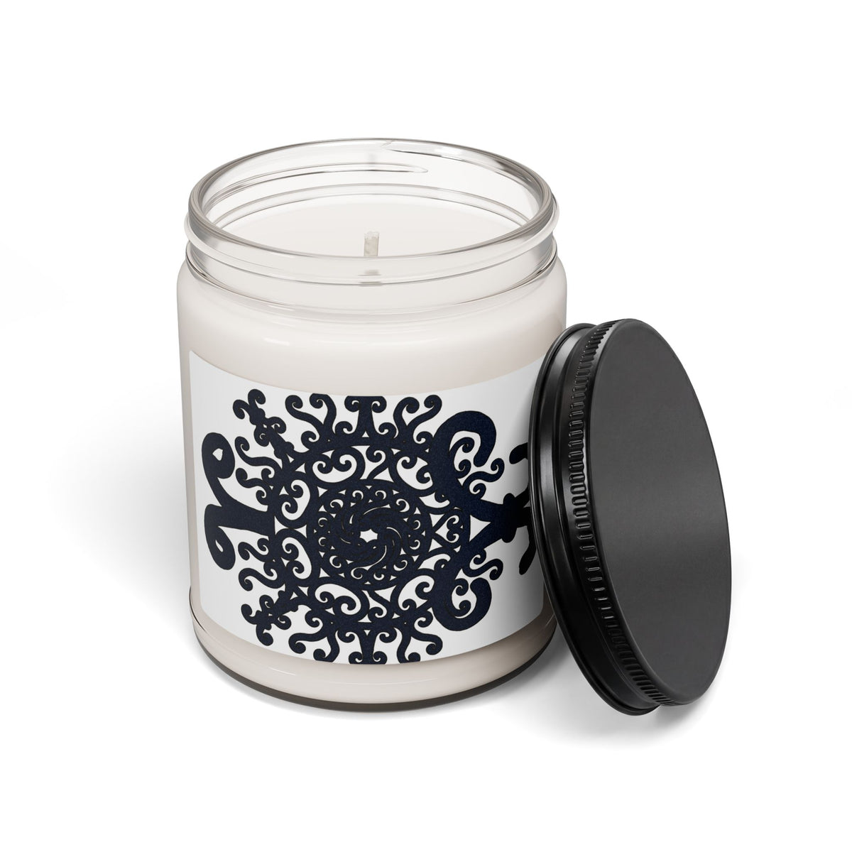 Soy Candle — Black Ornamental Mandala Scented 9oz