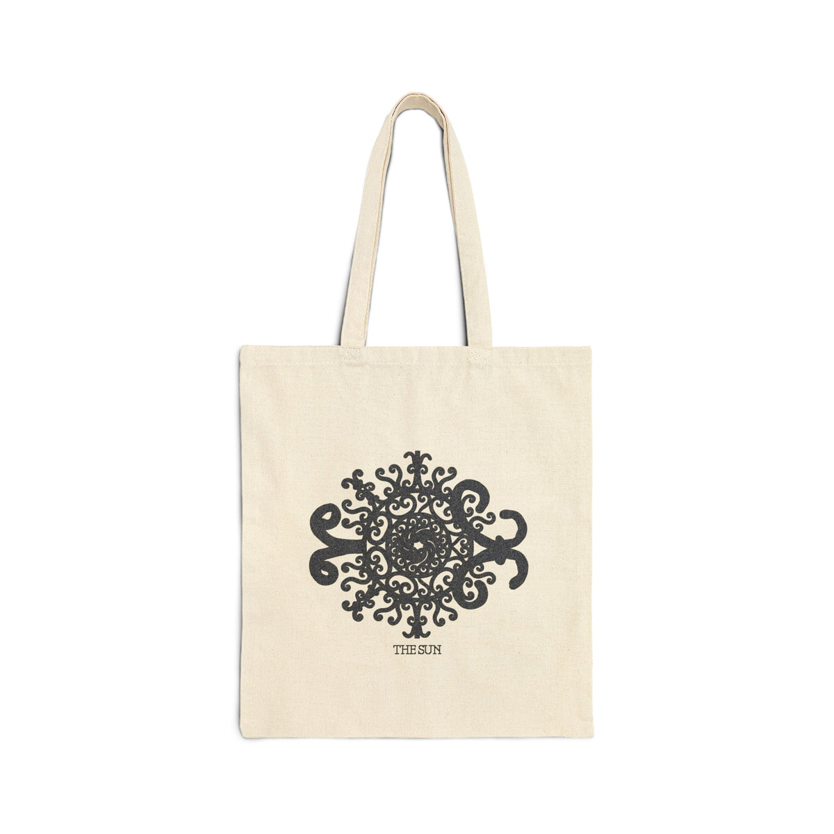 Mandala 'The Birth' Cotton Tote Bag — Boho Floral Canvas Market Tote