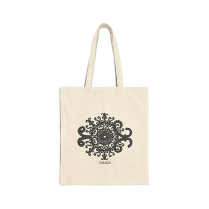 Mandala 'The Birth' Cotton Tote Bag — Boho Floral Canvas Market Tote