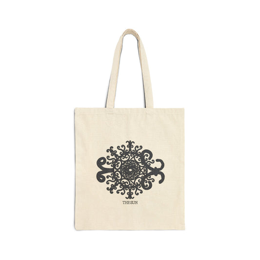Mandala 'The Birth' Cotton Tote Bag — Boho Floral Canvas Market Tote