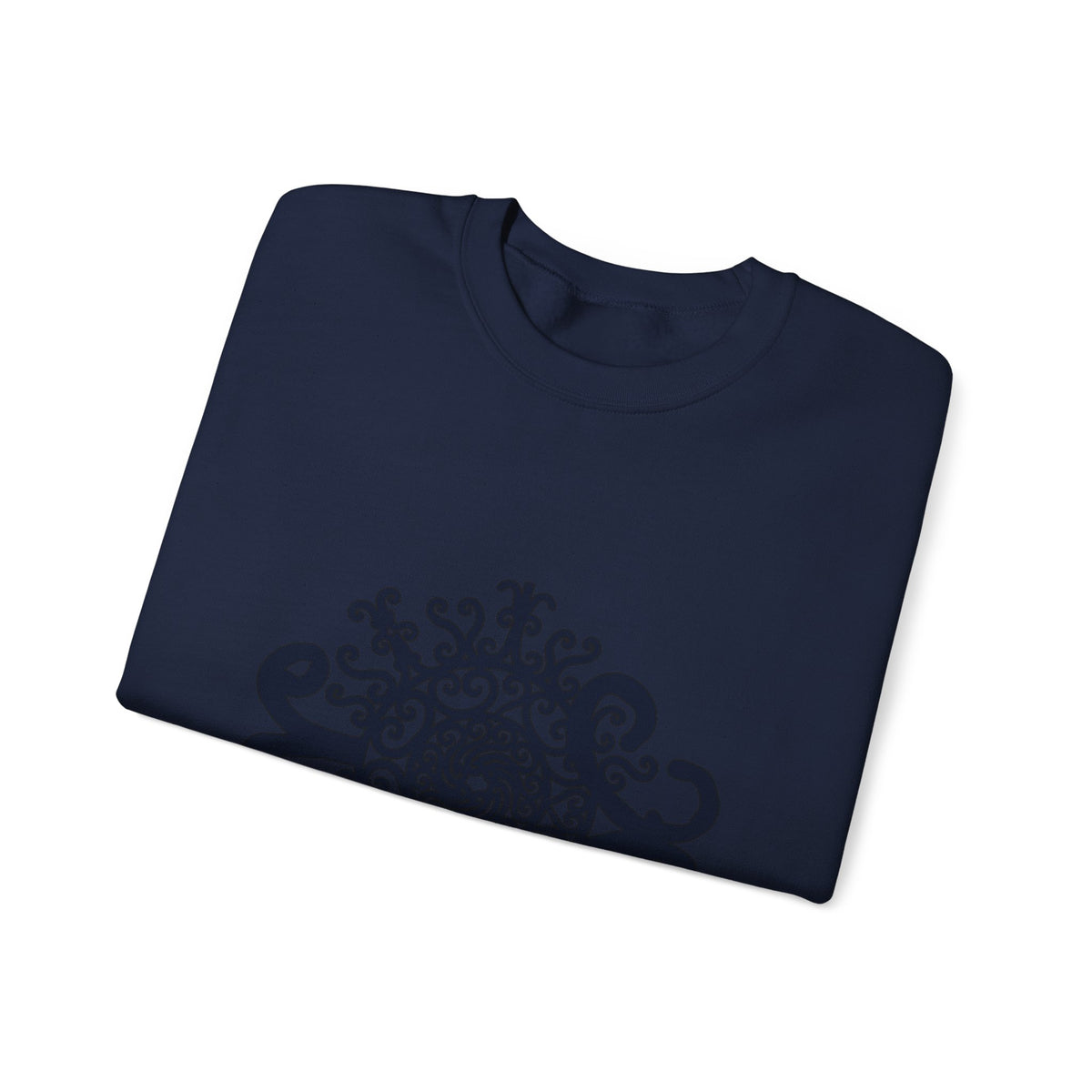 Mandala Crewneck Sweatshirt — Ornate Black Floral Mandala "Therin" Design