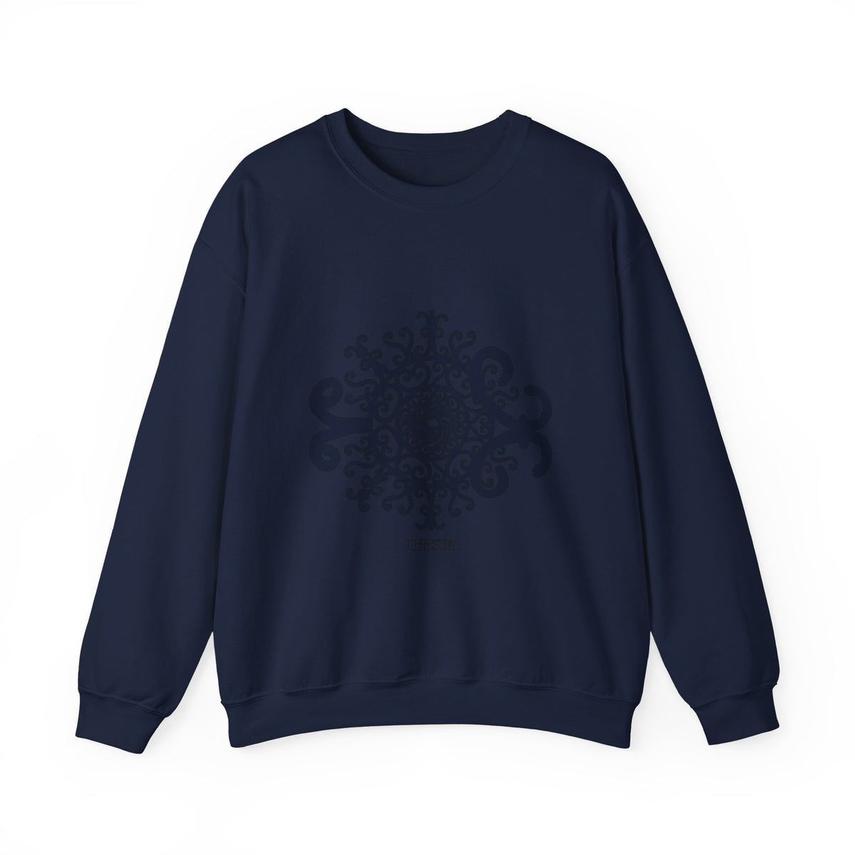 Mandala Crewneck Sweatshirt — Ornate Black Floral Mandala "Therin" Design