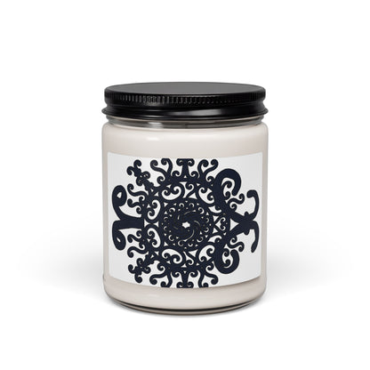 Soy Candle — Black Ornamental Mandala Scented 9oz